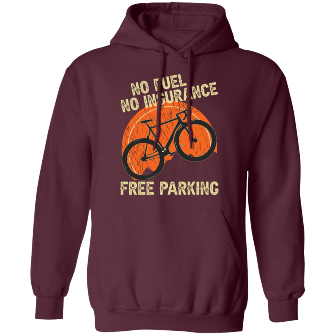 "Bicycling Benefits" Hoodie: No Fuel, No Insurance, Free Parking - Great Gift for Cycling Enthusiasts!