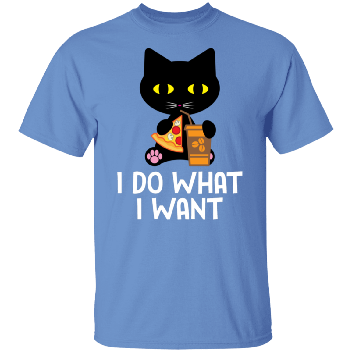 "I Do What I Want" Black Cat Pizza & Coffee T-Shirt – The Perfect Tee for Cat Lovers, Cat Owners & Cat Ladies!
