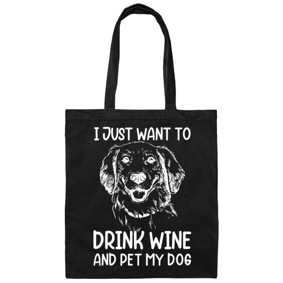 "Wine, Wag, and Unwind": Dog Lover's Tote Bag