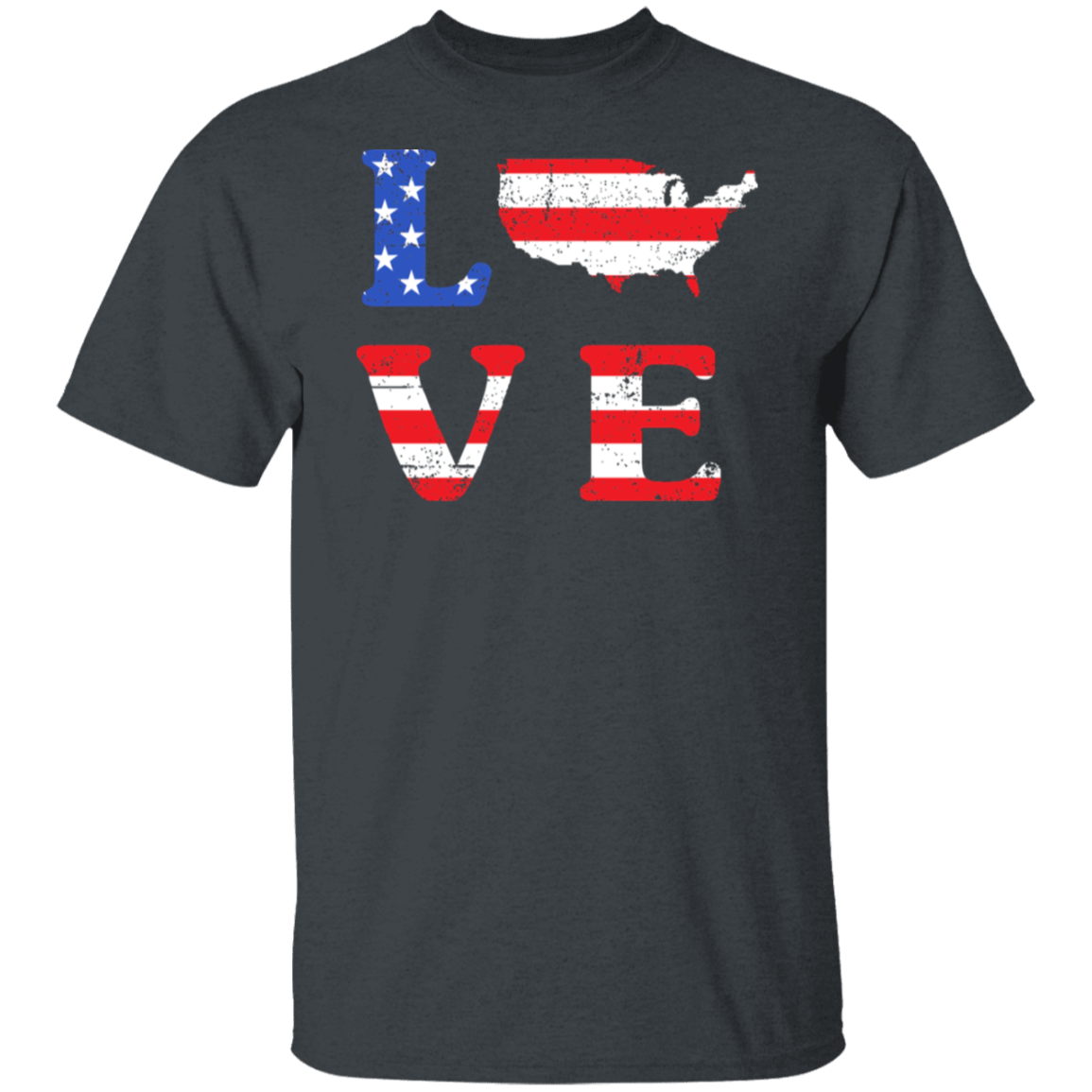 Patriotic "LOVE" T-Shirt – USA Shaped "O" for Proud Americans