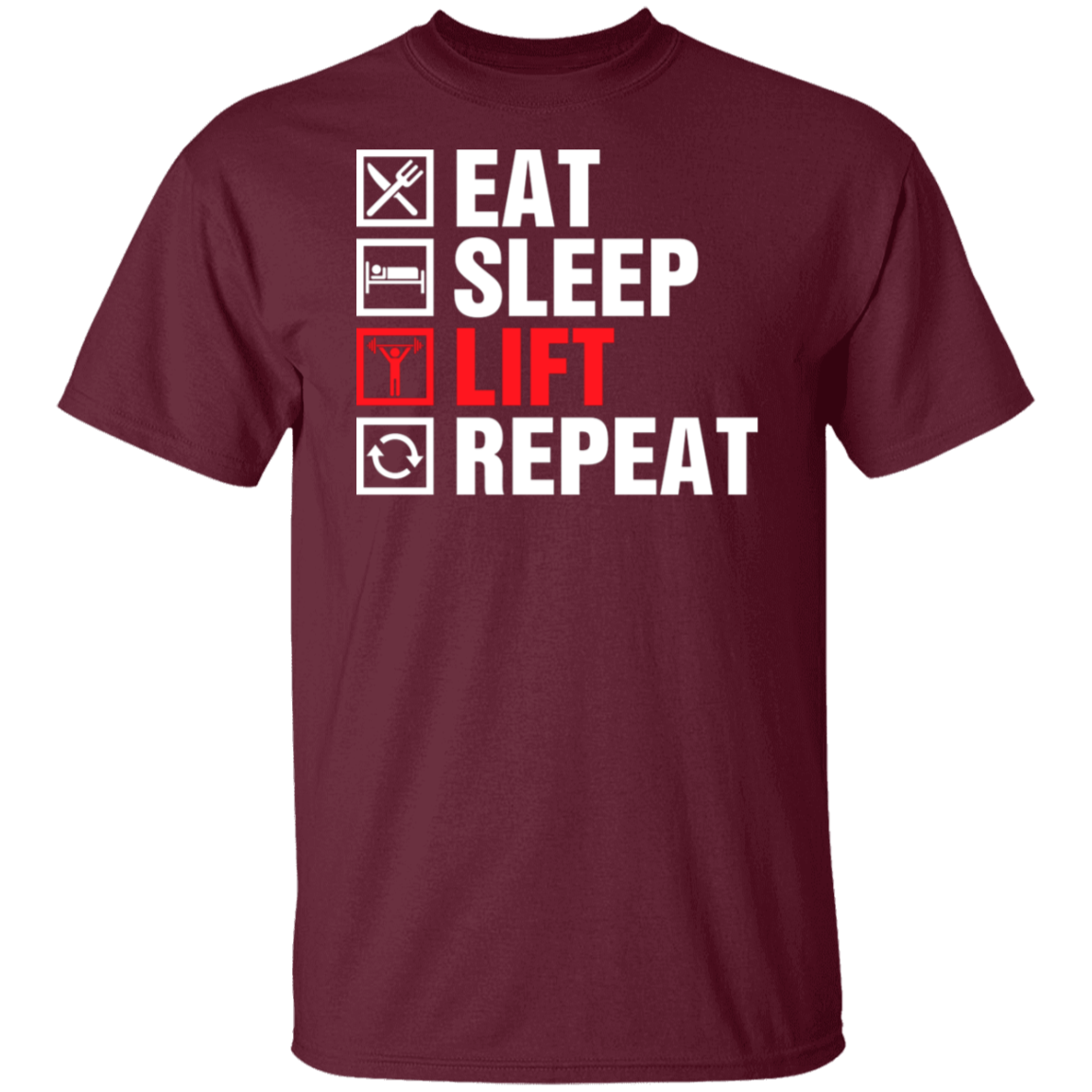 "Eat, Sleep, Lift, Repeat" Fitness T-Shirt – Ultimate Gym Wear for Weight Lifters and Fitness Enthusiasts!