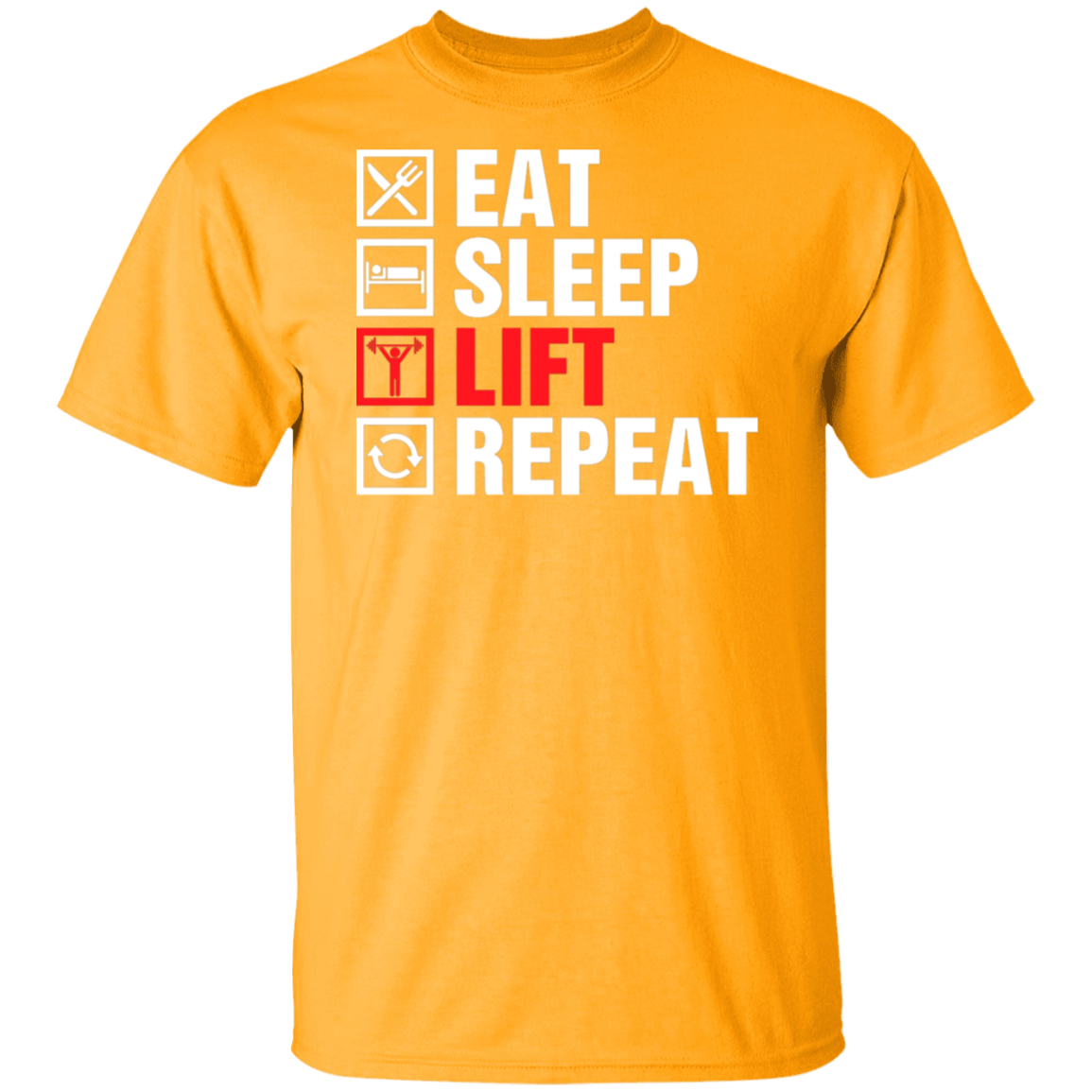 "Eat, Sleep, Lift, Repeat" Fitness T-Shirt – Ultimate Gym Wear for Weight Lifters and Fitness Enthusiasts!