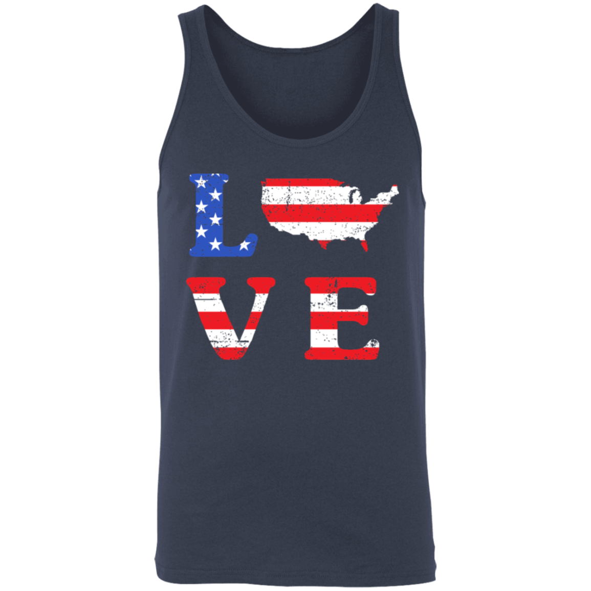 Patriotic "LOVE" Unisex Tank Top – USA Shaped "O" for Proud Americans