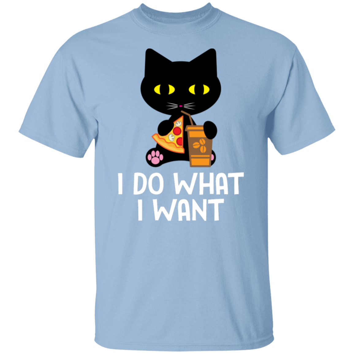 "I Do What I Want" Black Cat Pizza & Coffee T-Shirt – The Perfect Tee for Cat Lovers, Cat Owners & Cat Ladies!
