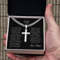 To My Son - Have Faith (from Mom) l Artisan Cross Necklace on Cuban Chain