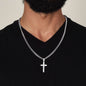 To My Son - Have Faith (from Mom) l Artisan Cross Necklace on Cuban Chain