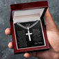 To My Son - Have Faith (from Mom) l Artisan Cross Necklace on Cuban Chain
