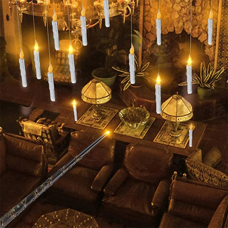 12-24-36 Flameless Floating LED Candles Light Magic Wand Remote Control Halloween Decoration Christmas Tree Decor Lights Party