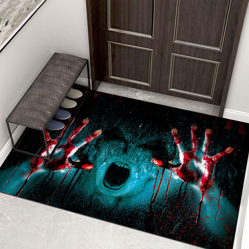 3D Horror Party Festival Decorations Halloween Sewer Clown Carpet Illusion Rugs Door Living Room Floor Mat Kitchen Home Soft Mat