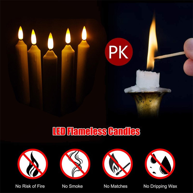 12-24-36 Flameless Floating LED Candles Light Magic Wand Remote Control Halloween Decoration Christmas Tree Decor Lights Party