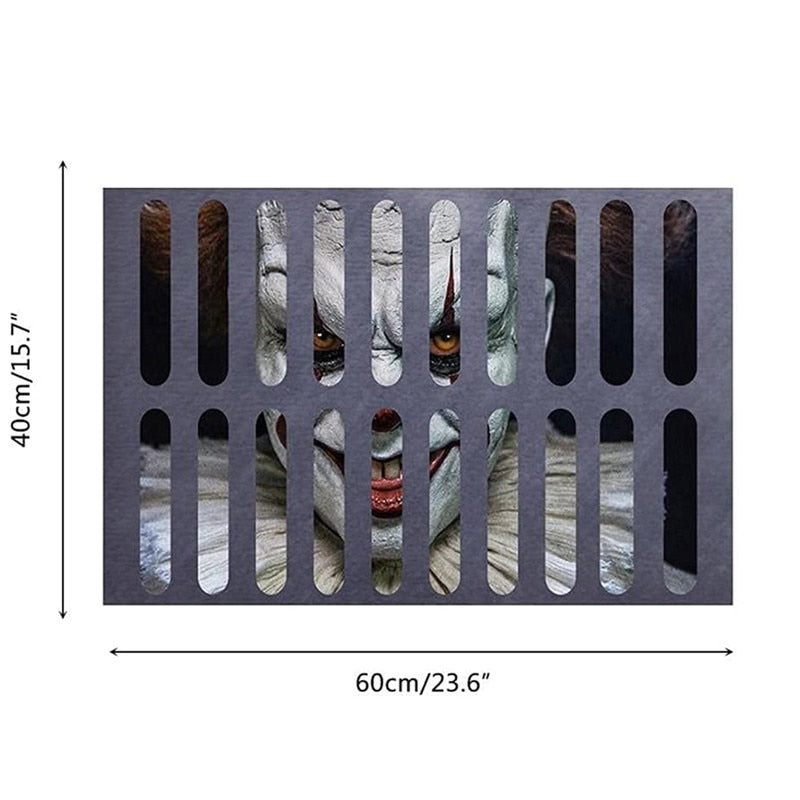 3D Horror Party Festival Decorations Halloween Sewer Clown Carpet Illusion Rugs Door Living Room Floor Mat Kitchen Home Soft Mat