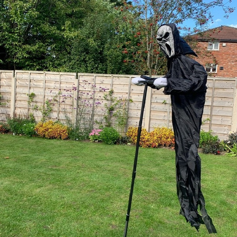 Garden Ghostface Scarecrow Halloween Decor Outside Hanging Scary Ghost Scarecrow Decorations Creative Courtyard Bird Repeller