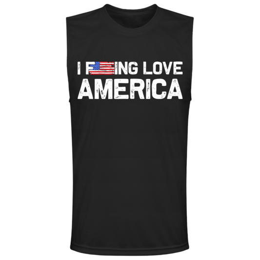 Patriot's Pride: "I F-ing Love America" Flag Muscle Tee