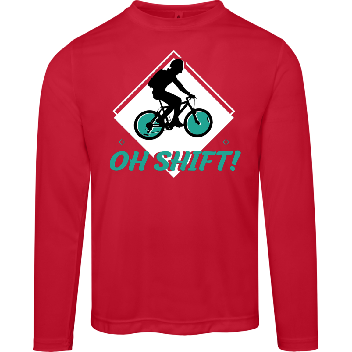 “Oh Shift!” Long Sleeve Cycling Tee – Moisture-Wicking & UV 40+ Protection