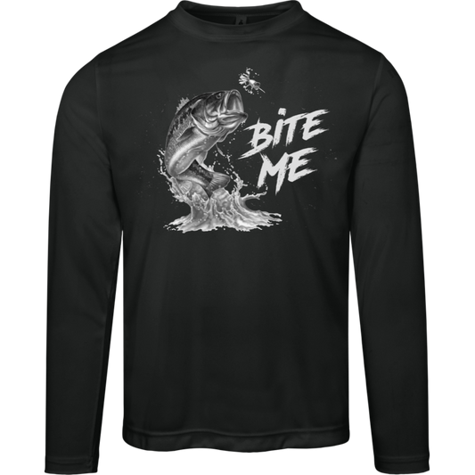 "Bite Me" Long-Sleeved Fishing Tee – Moisture-Wicking & UV 40+ Protection for Anglers!