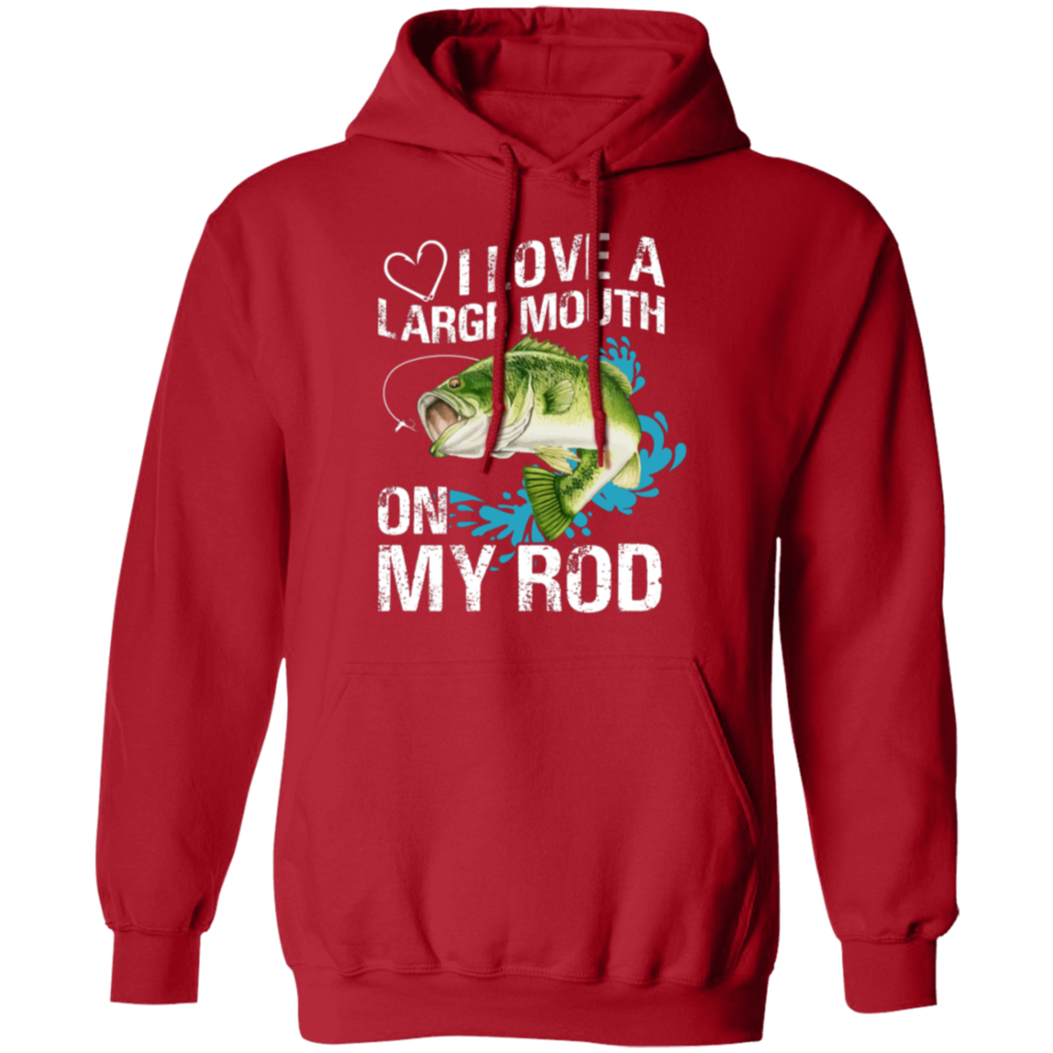 “I Love A Large Mouth On My Rod” Fishing Hoodie – Cozy & Fun Gift for Anglers!