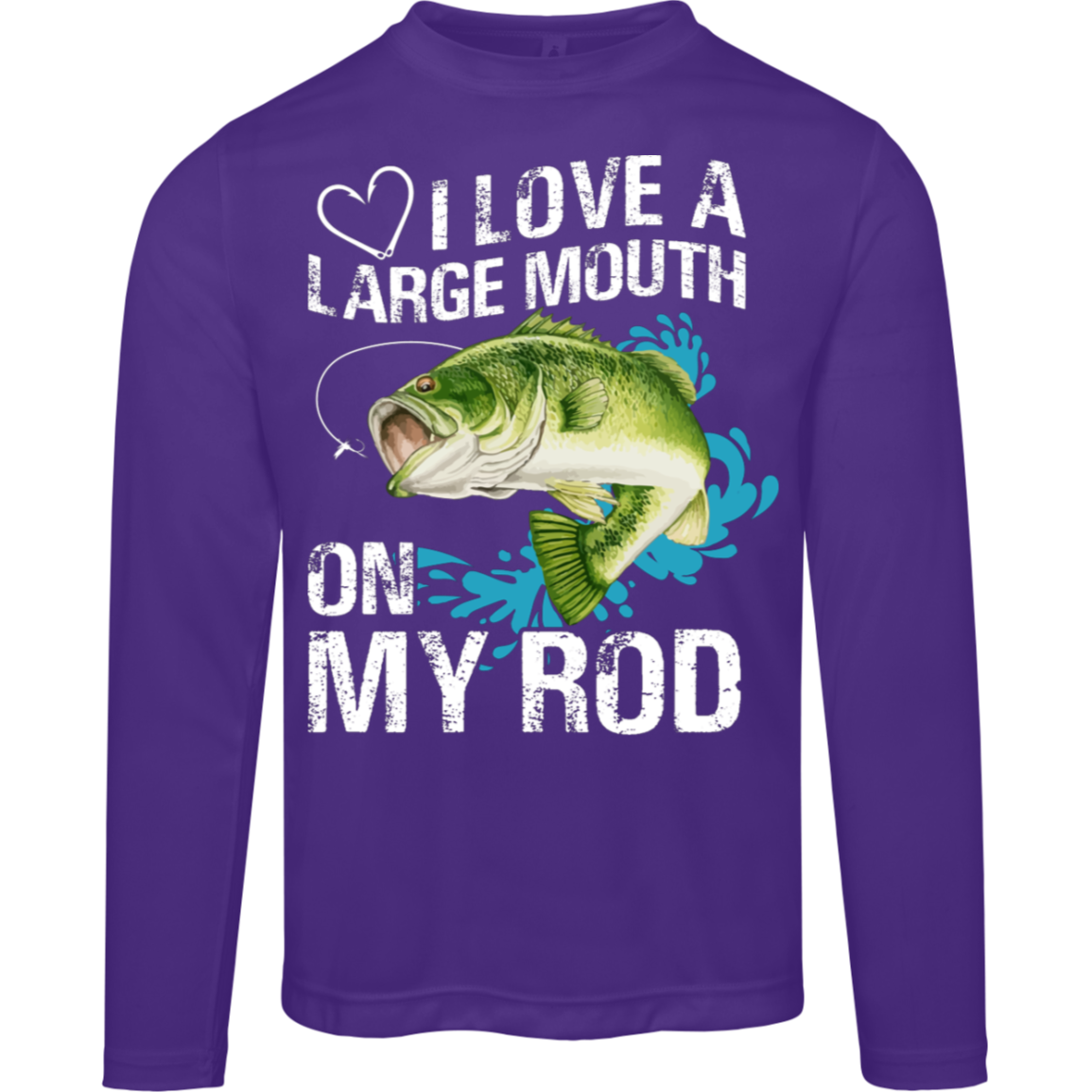 “I Love A Large Mouth On My Rod” Performance Long Sleeve Tee – Moisture-Wicking & UV 40+ Protection for Anglers and Fishing Enthusiasts!