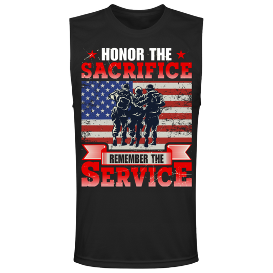 "Honor The Sacrifice, Remember The Service" Patriotic Military Muscle Tee