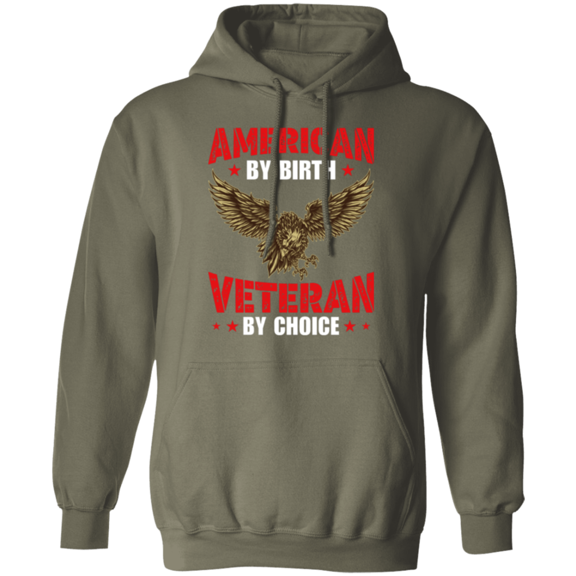 "American By Birth, Veteran By Choice" Patriotic Hoodie with Flying Eagle