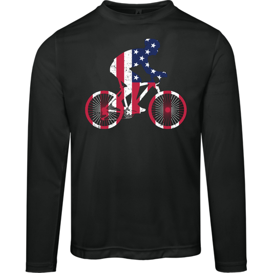 "Freedom Ride" Long Sleeve Tee – Moisture-Wicking & UV 40+ Protection - Great Gift for Patriotic Cyclists!