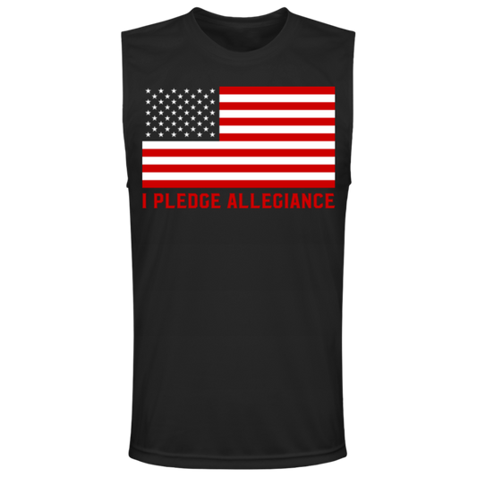 Pledge of Allegiance Patriotic Muscle Tee - Proudly American Sleeveless Shirt