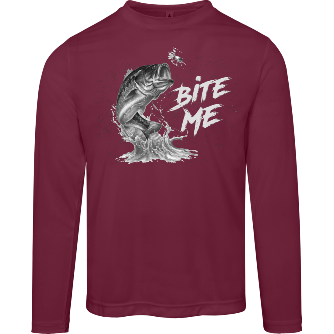 "Bite Me" Long-Sleeved Fishing Tee – Moisture-Wicking & UV 40+ Protection for Anglers!