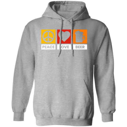 “Peace Love Beer” Hoodie – Cozy and Fun for Beer Lovers, Happy Hour, and Relaxing!