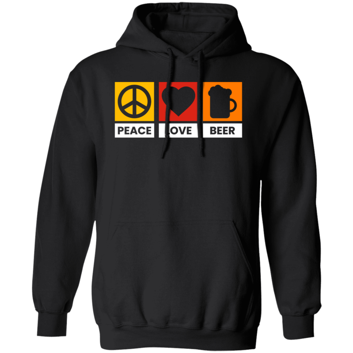 “Peace Love Beer” Hoodie – Cozy and Fun for Beer Lovers, Happy Hour, and Relaxing!