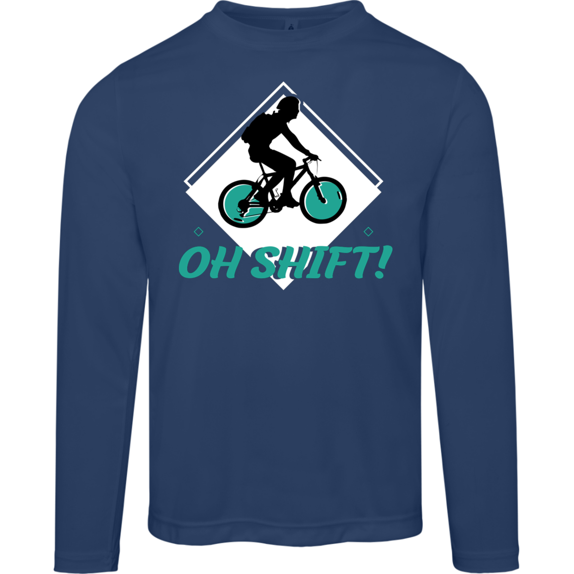 “Oh Shift!” Long Sleeve Cycling Tee – Moisture-Wicking & UV 40+ Protection