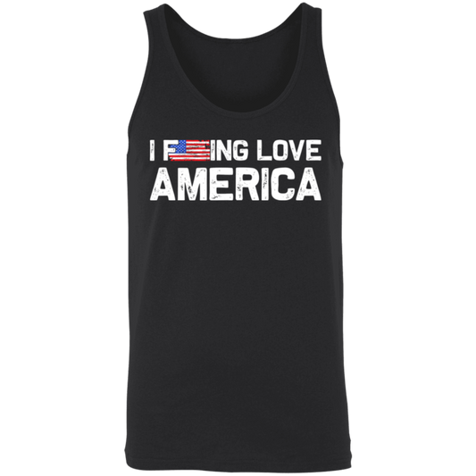 Patriot's Pride: "I F-ing Love America" Flag Unisex Tank Top