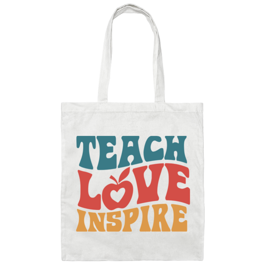 "Teach Love Inspire" Inspiring Teacher Canvas Tote Bag - Celebrate Educators' Dedication and Purpose