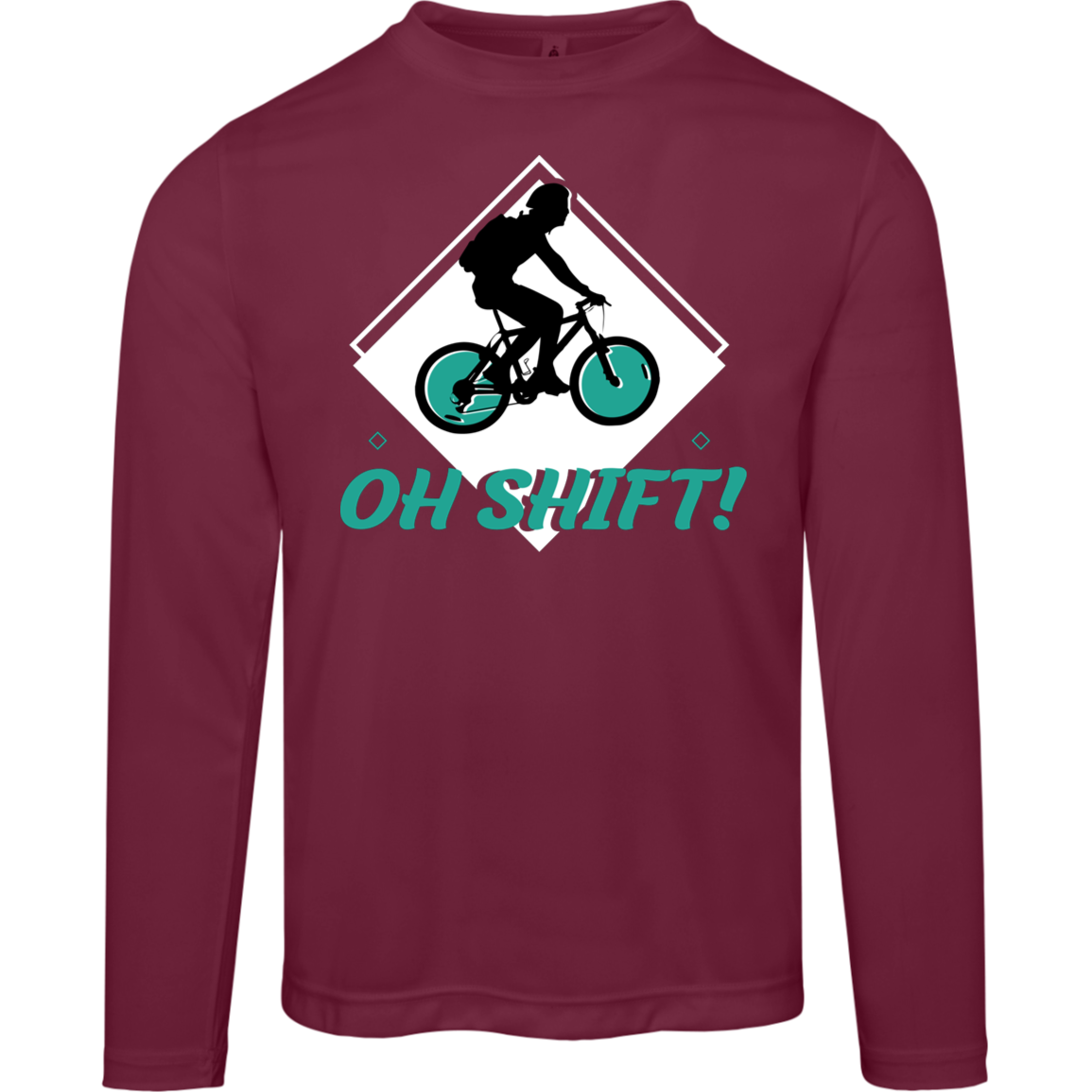 “Oh Shift!” Long Sleeve Cycling Tee – Moisture-Wicking & UV 40+ Protection