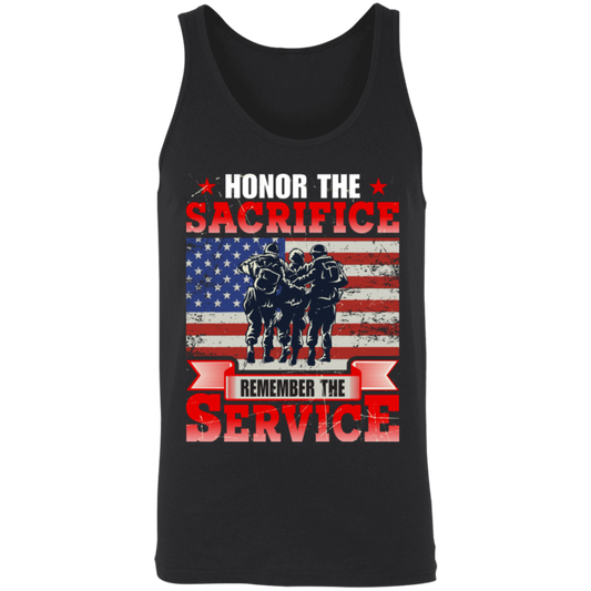 "Honor The Sacrifice, Remember The Service" Patriotic Military Tank Top