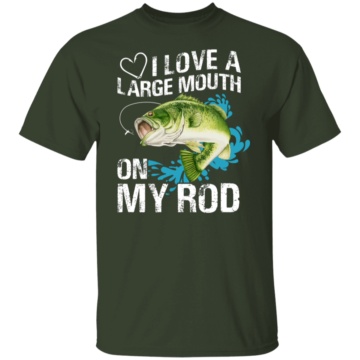 “I Love A Large Mouth On My Rod” Fishing T-Shirt – Perfect for Anglers & Fishing Enthusiasts!