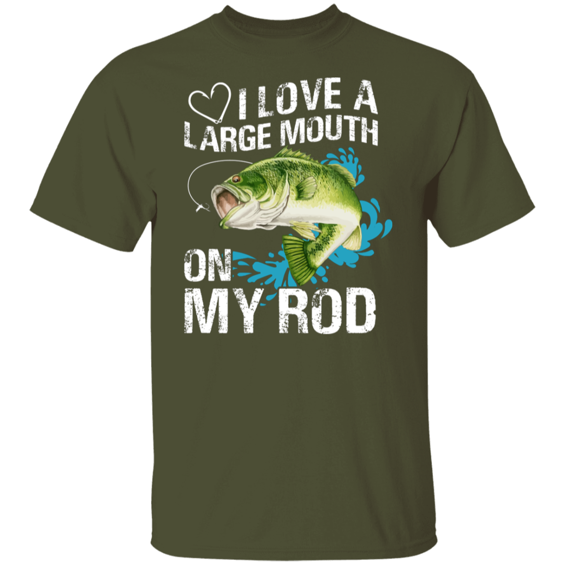 “I Love A Large Mouth On My Rod” Fishing T-Shirt – Perfect for Anglers & Fishing Enthusiasts!