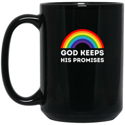 "God Keeps His Promises" Rainbow Mug – Inspirational Christian Coffee Cup