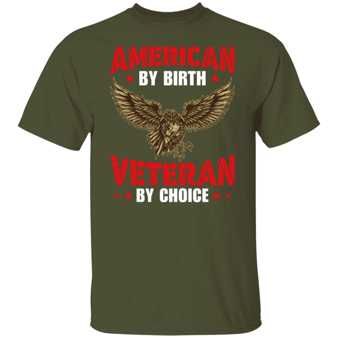 "American By Birth, Veteran By Choice" Patriotic T-Shirt with Flying Eagle