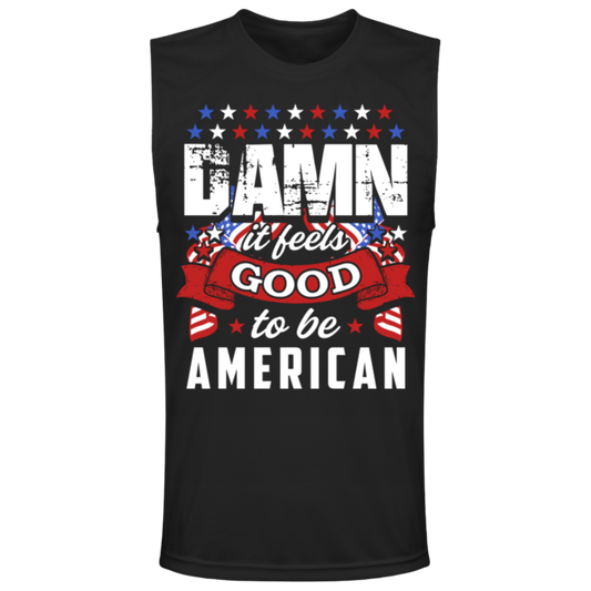 "Damn It Feels Good to Be American" Patriotic Muscle Tee – Flex Your Freedom with Style!