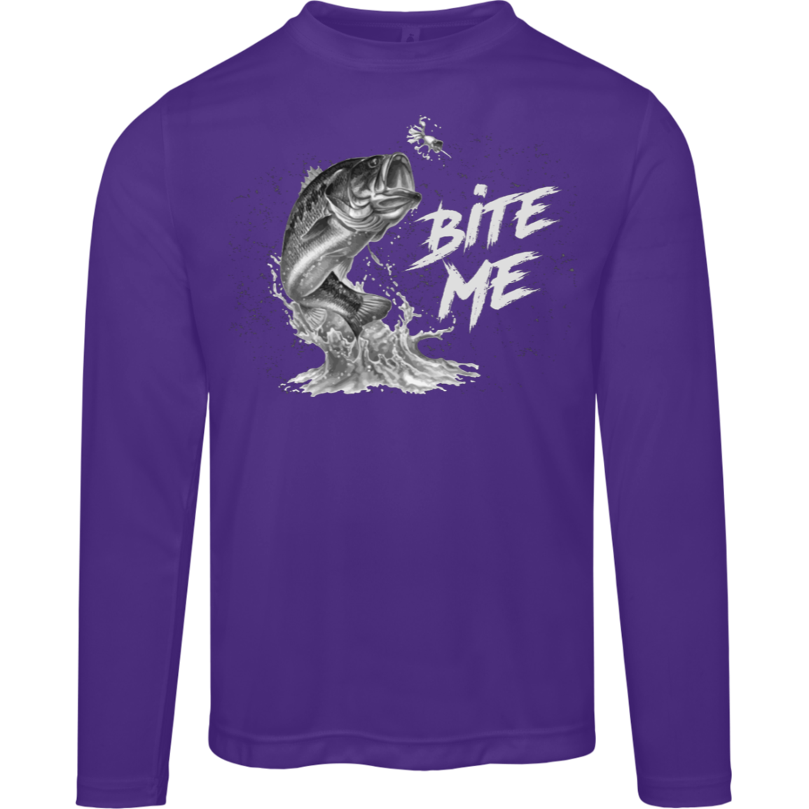 "Bite Me" Long-Sleeved Fishing Tee – Moisture-Wicking & UV 40+ Protection for Anglers!