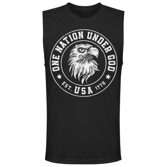 "One Nation Under God: USA Est. 1776" Patriotic Eagle Muscle Tee