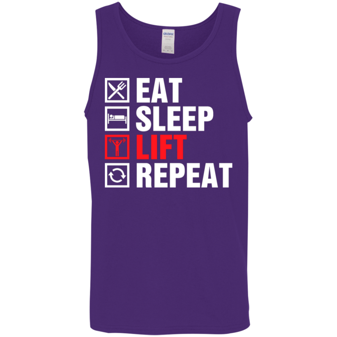 "Eat, Sleep, Lift, Repeat" Tank Top – Essential Workout Gear for Fitness Buffs and Weight Lifters!