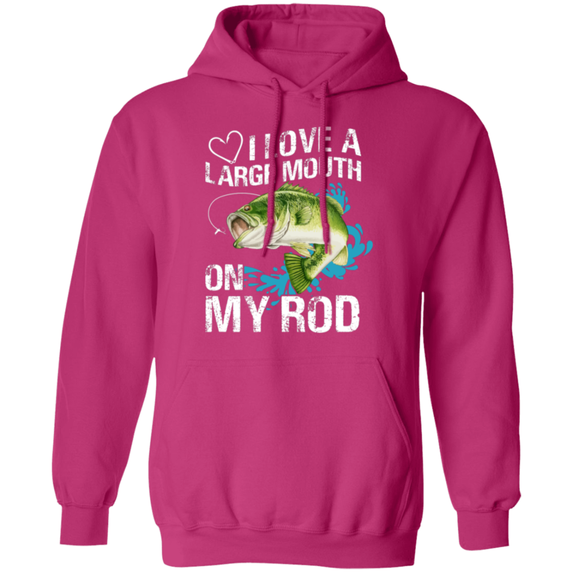 “I Love A Large Mouth On My Rod” Fishing Hoodie – Cozy & Fun Gift for Anglers!