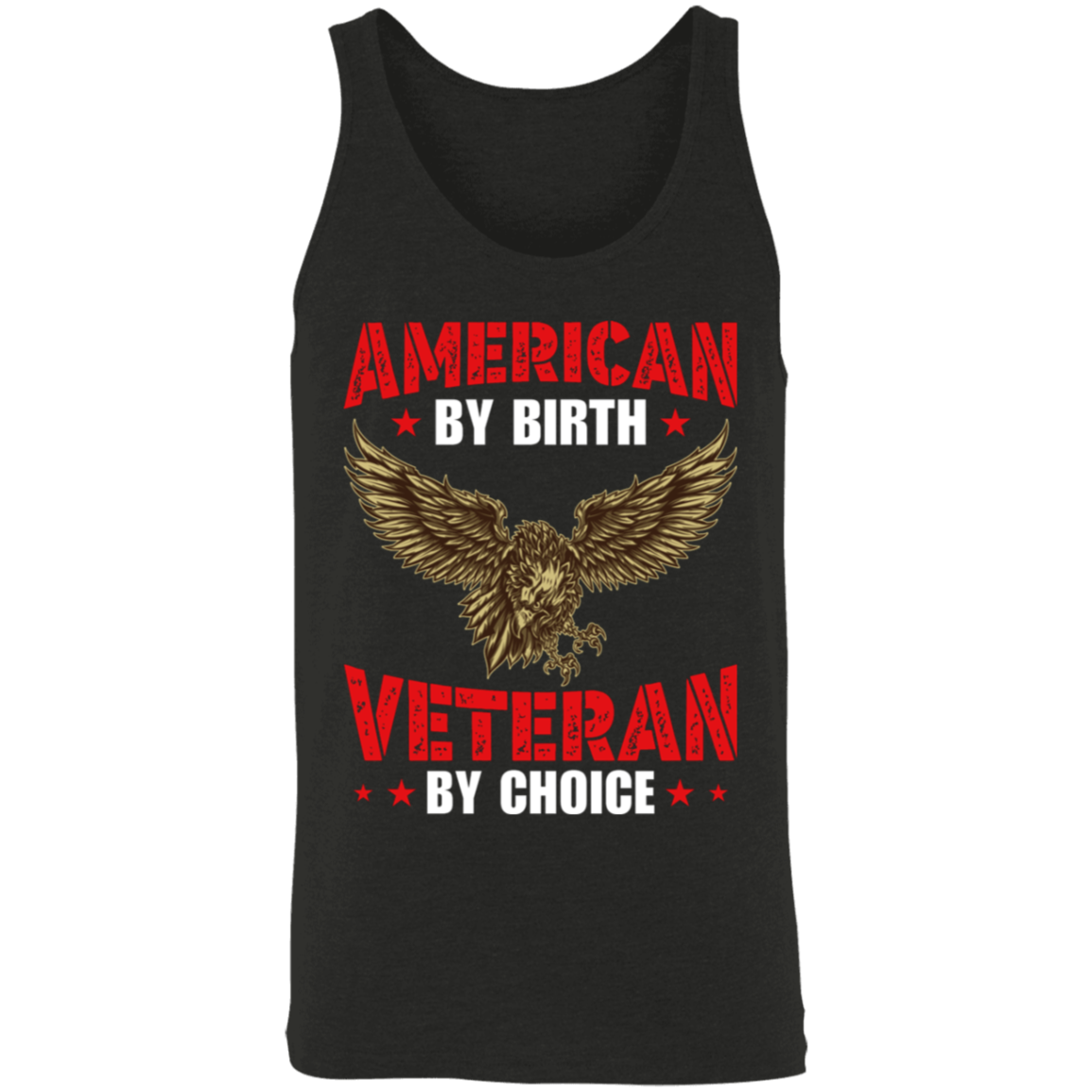 "American By Birth, Veteran By Choice" Patriotic Tank Top with Flying Eagle