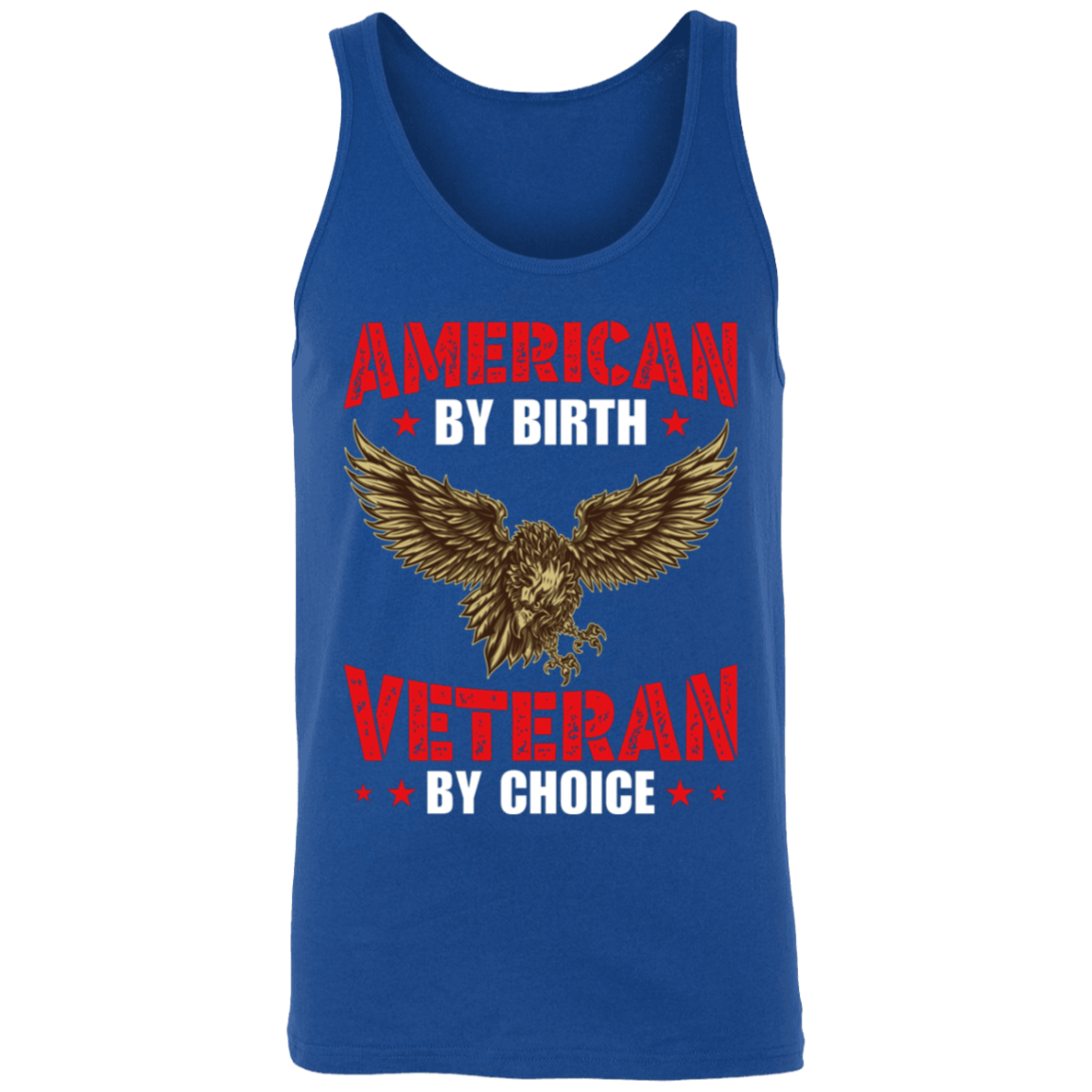 "American By Birth, Veteran By Choice" Patriotic Tank Top with Flying Eagle