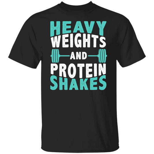 "Heavy Weights and Protein Shakes" Gym T-Shirt – Perfect for Fitness Enthusiasts & Weight Lifters!