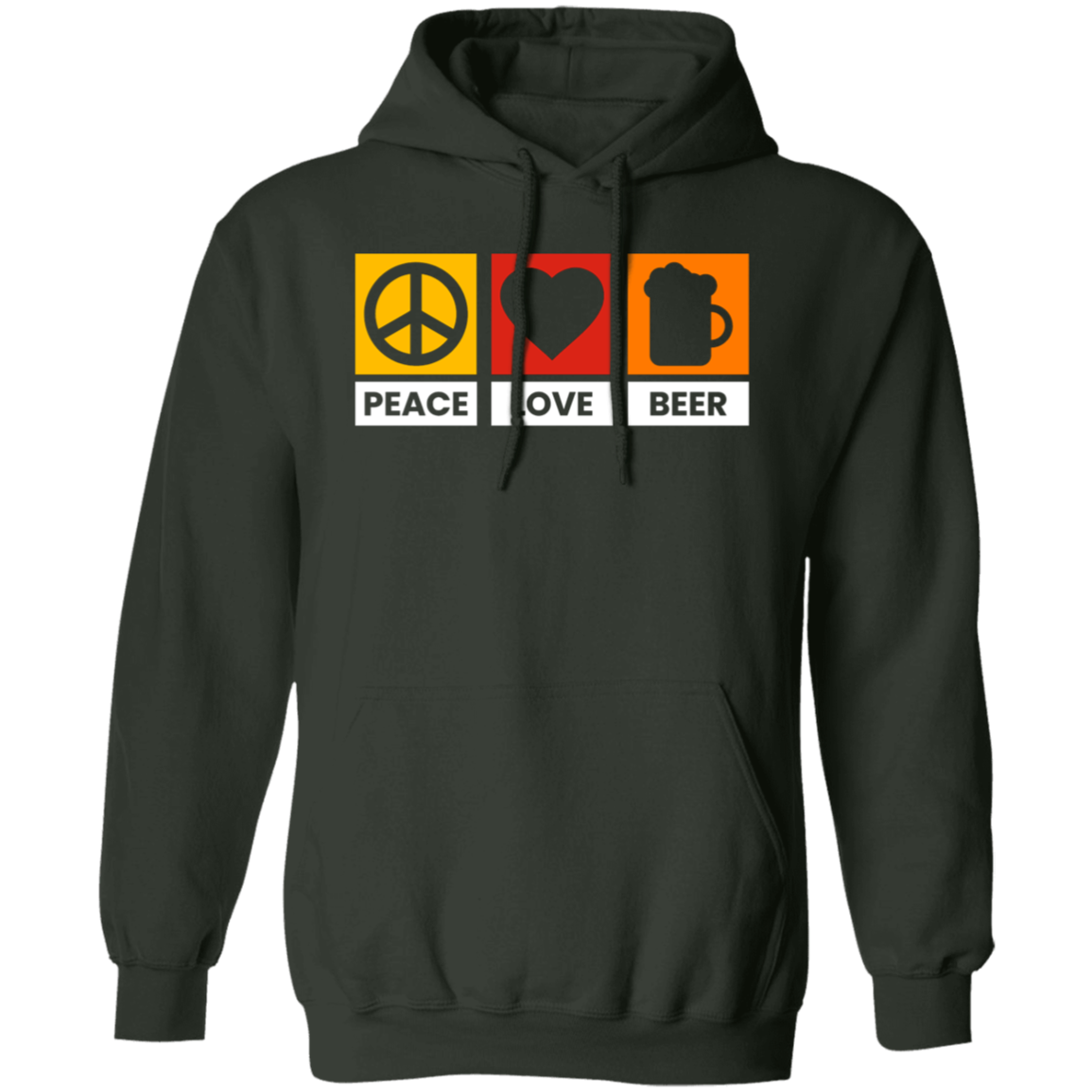 “Peace Love Beer” Hoodie – Cozy and Fun for Beer Lovers, Happy Hour, and Relaxing!