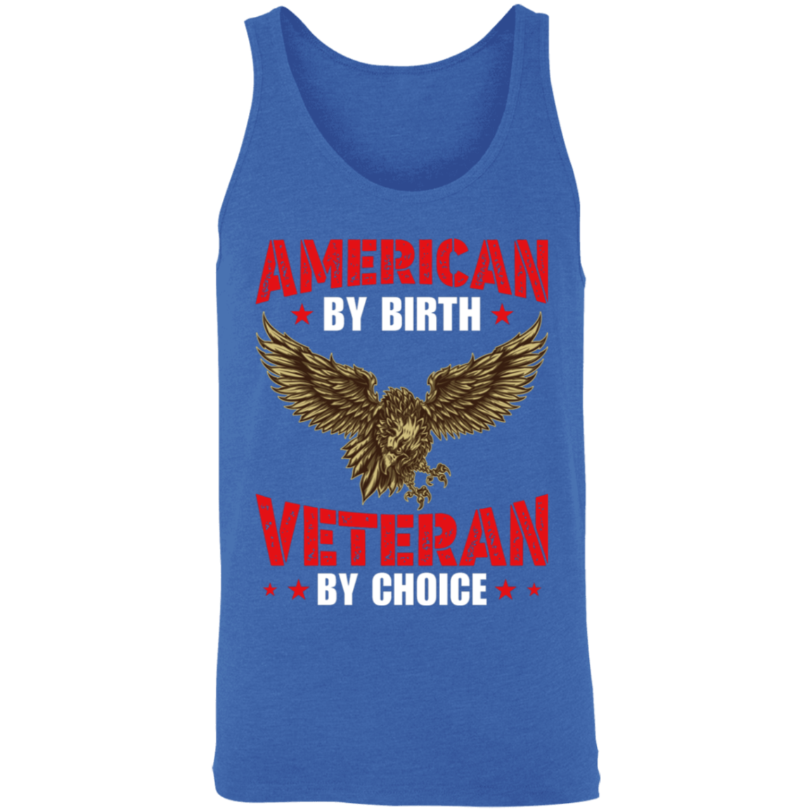 "American By Birth, Veteran By Choice" Patriotic Tank Top with Flying Eagle