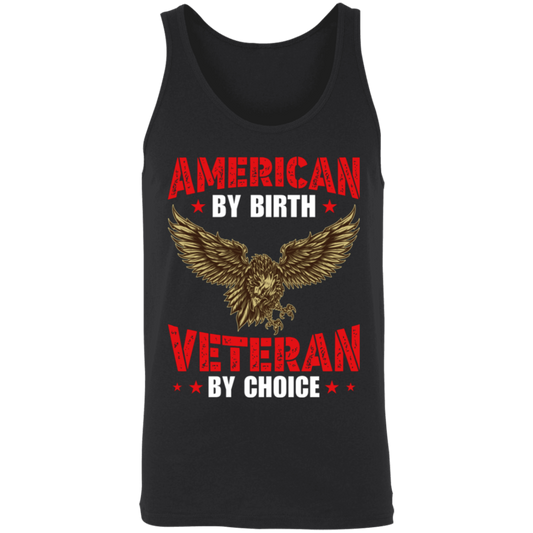 "American By Birth, Veteran By Choice" Patriotic Tank Top with Flying Eagle