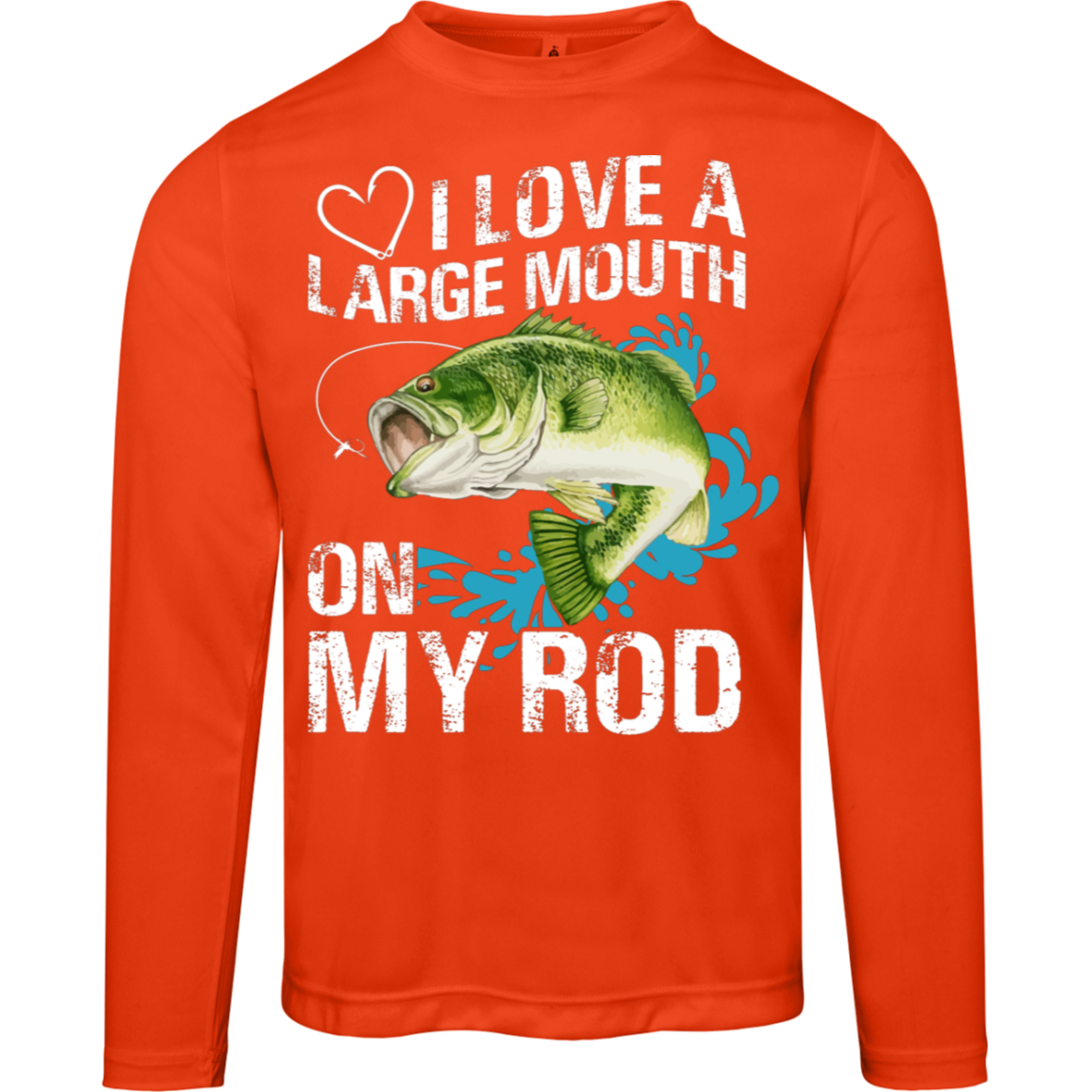 “I Love A Large Mouth On My Rod” Performance Long Sleeve Tee – Moisture-Wicking & UV 40+ Protection for Anglers and Fishing Enthusiasts!