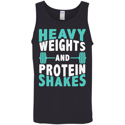 "Heavy Weights and Protein Shakes" Tank Top – Ideal for Gym Workouts & Fitness Fans!